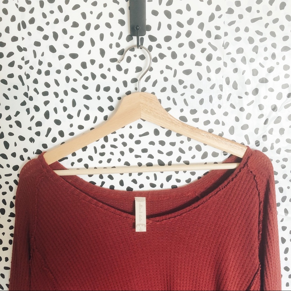 Altar’d state red long sleeved waffle top